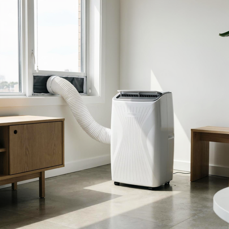 Climatiseur Mobile Fleury 12000 Btu/h idéal pour 25 à 35 m² avec télécommande.